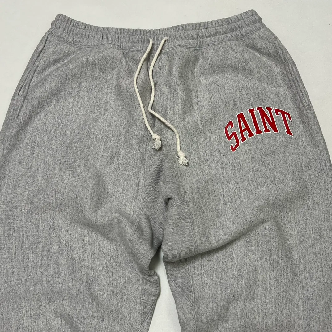 SAINT MICHAEL ARCH SAINT SET PANTS/BLACK The latest SAINT LOGO sweatpants, washed black/gray gray S-XL, custom woven and dyed, black surface and gray bottom fabric, same as the original version, original level straight cracking pulp, original cut and loose fit